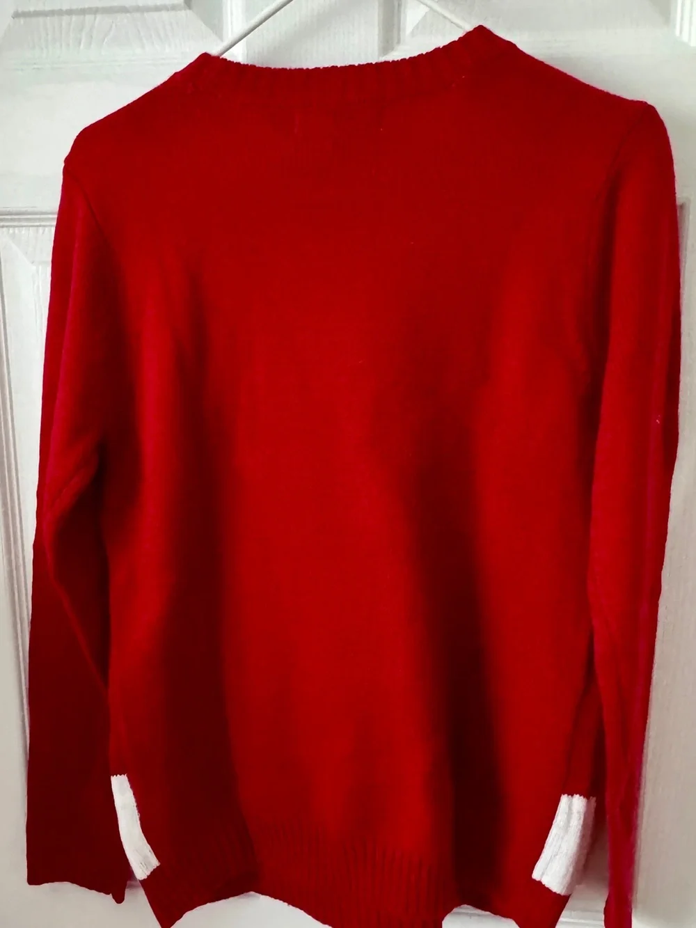 Karen Scott Red Crewneck Holiday Sweater with Santa, Snowman & Reindeer